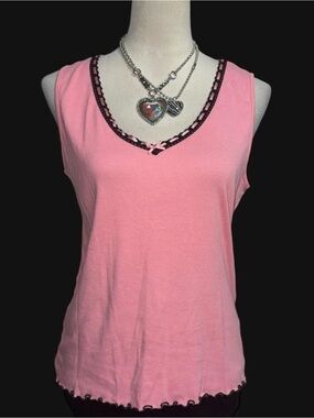 Nine & Co. Pink Tank Top with Black Trim